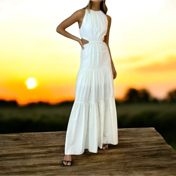 Tiered Cut-Out Maxi Dress in Ivory Size Small Significant Other Anthropologie - Picture 15 of 15